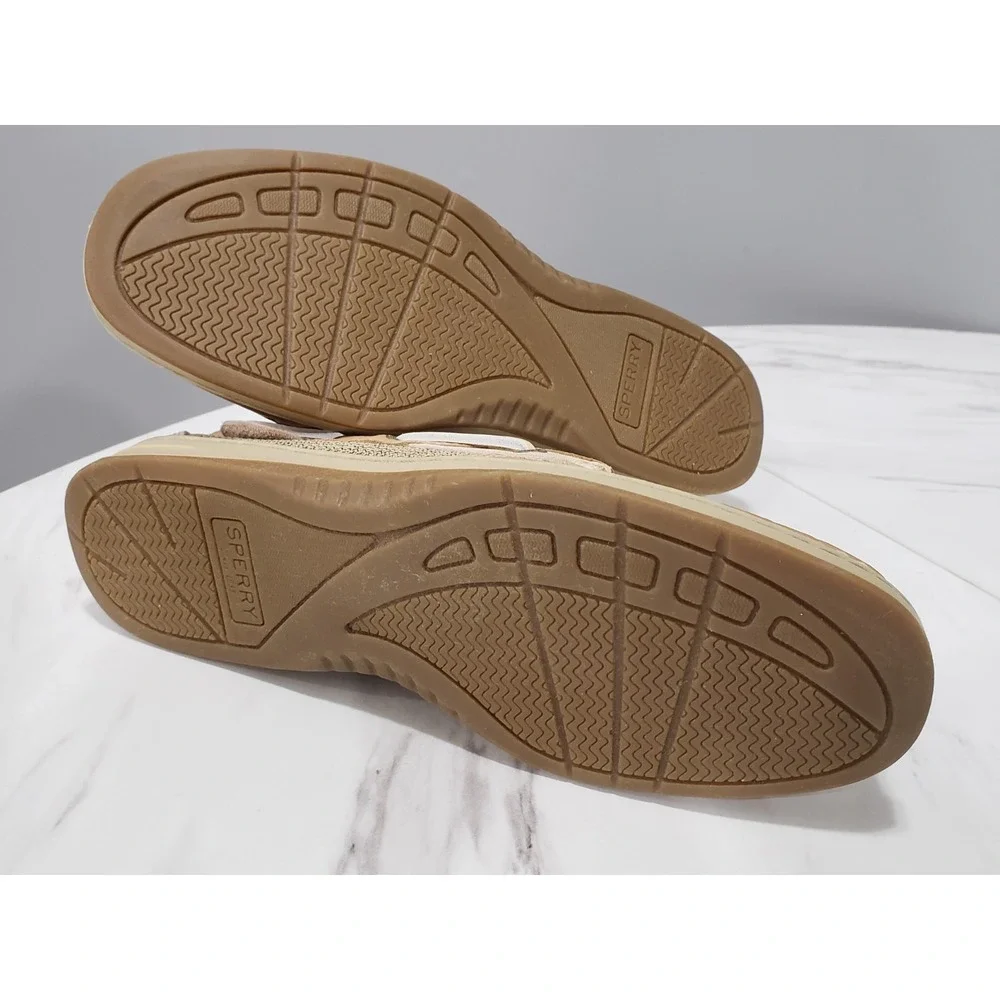 NEW NO BOX SLIP ON 9276619 Womens size 7.5 Sperry BLUEFISH 2-EYE BROWN LINEN